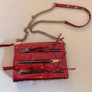 Rebecca Minkoff Iridescent Pink Crossbody Bag with Zippers